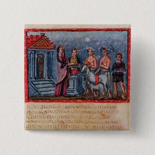 Dido offeert zich op Vergilius Vaticanus Vierkante Button 5,1 Cm