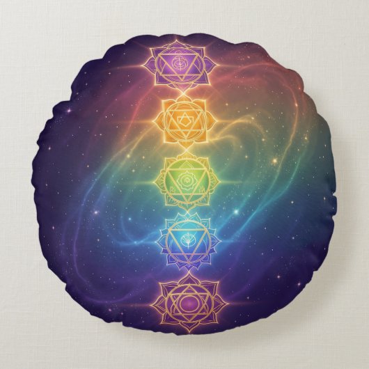 Die 7 Chakren´11 Rond Kussen (Voorkant)