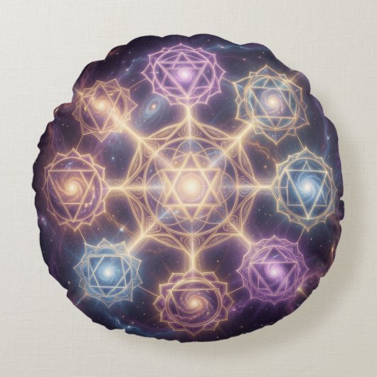 Die 7 Chakren´7 Rond Kussen (Voorkant)