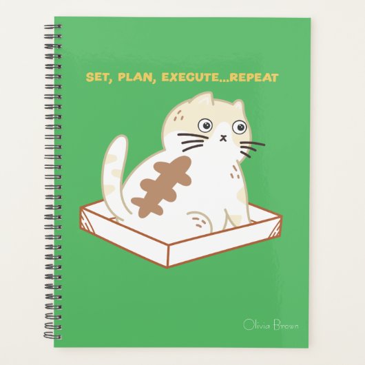 Die Cat Life Funny Cat met naam Planner (Voorkant)