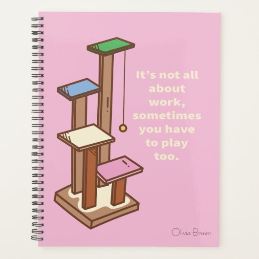 Die Cat Life Pink Cat Tower met naam Planner (Voorkant)