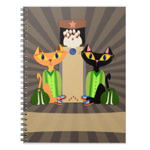 Die Cool Alley Cats Fun Bowling Pets Design Notitieboek