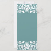 Die Cut Aqua Blue Damask Wedding Invitation Kaart (Achterkant)