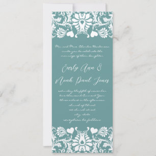 Die Cut Aqua Blue Mariage damassé Invitation