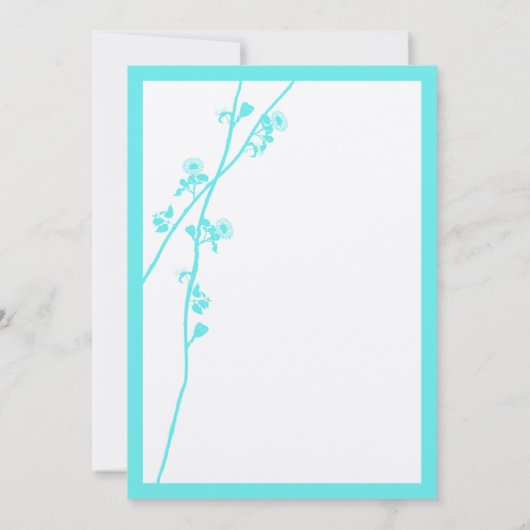 Die Cut Aqua Wildflower Branch Wedding Invitation Kaart (Achterkant)