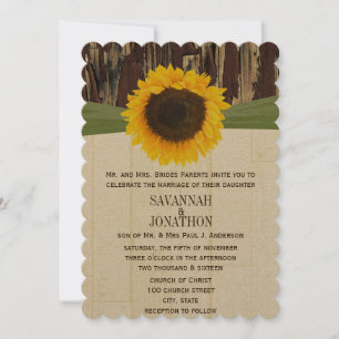 Die Cut Barre Faire-part de mariage de tournesol e