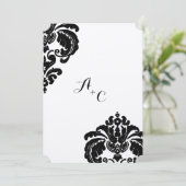 Die Cut  Black Damask Wedding Kaart (Staand voorkant)