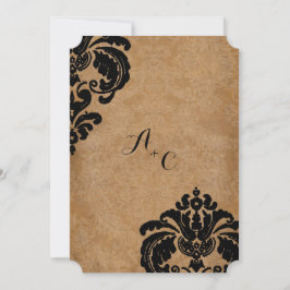 Die Cut Black Damask Wedding Kaart