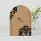 Die Cut Black Damask Wedding Kaart (Staand voorkant)