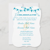 Die Cut Blue Bunting Pennant Invitations de mariag (Devant)