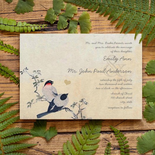 Die Cut  Cherry Blossom Chickadee Wedding Kaart