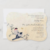 Die Cut  Cherry Blossom Chickadee Wedding Kaart (Voorkant)