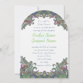 Die Cut Green Raspberry Blue Wedding Invitation Kaart (Voorkant)