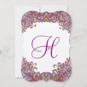 Die Cut Raspberry Paisley Invitations de mariage (Dos)