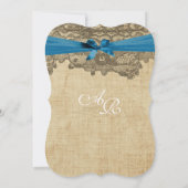 Die Cut Rustic Country Lace Blue Wedding Kaart (Achterkant)