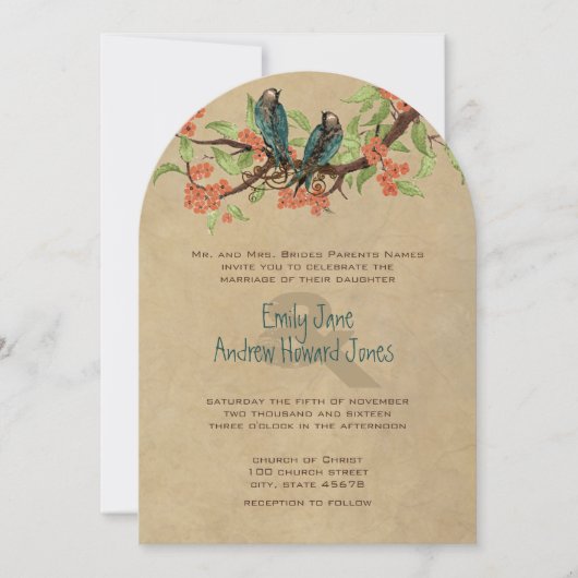 Die Cut Rustic Inséparables mariage invitations (Devant)