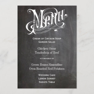 Die Cut Rustic Vintage Chalkboard Mariage Menu