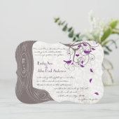 Die Cut Violet Bird Romantic Initialen in Trunk Kaart (Staand voorkant)