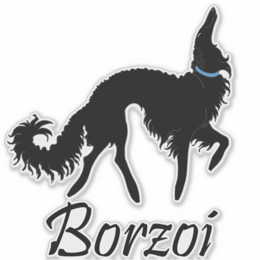 Die Cut Zwart Ballet Borzoi Sticker (Voorkant)
