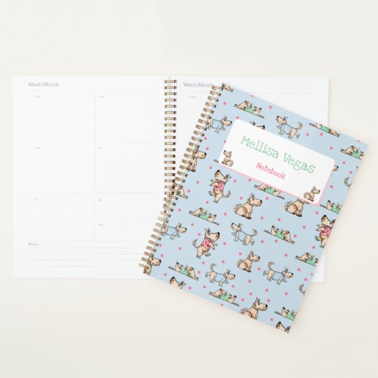 Die Dog Life Blue Planner met naam (Display)