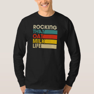 Die haver melk levensstijl met retro vintage stijl t-shirt