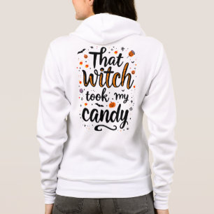 Die heks nam mijn Snoep typografie voor en achter Hoodie