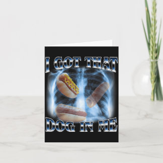 Die hond in grappige Hot Dog Meme Röntgenfoto Hotd Kaart