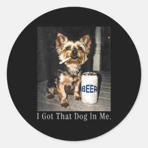 Die hond in grappige yorkie die sigaret rookt meme ronde sticker