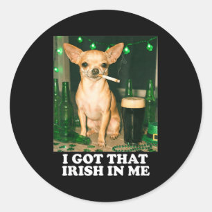 Die Ierse heb ik in hond chihuahua grappig St. Pat Ronde Sticker