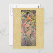 Die Roos van Alfons Mucha 1898 Briefkaart (Voorkant / Achterkant)
