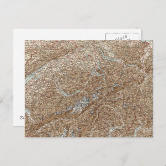 Die Schweiz, Zwitserland Atlas Map Briefkaart (Voorkant / Achterkant)
