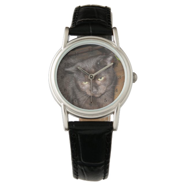 Die slaapkamerogen, zwarte kat horloge (Voorkant)