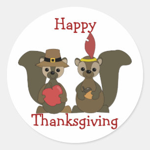 Die Thanksgiving Eekhoorns Ronde Sticker