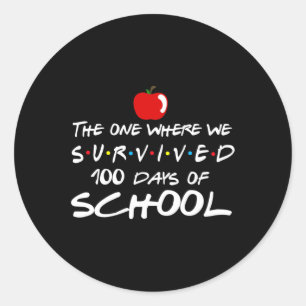 Die waar we 100 dagen onderwijs hebben overleefd ronde sticker