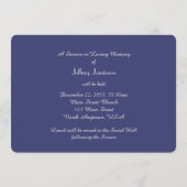 Die we houden van Memorial Service, Amerikaanse vl Programma (Achterkant)