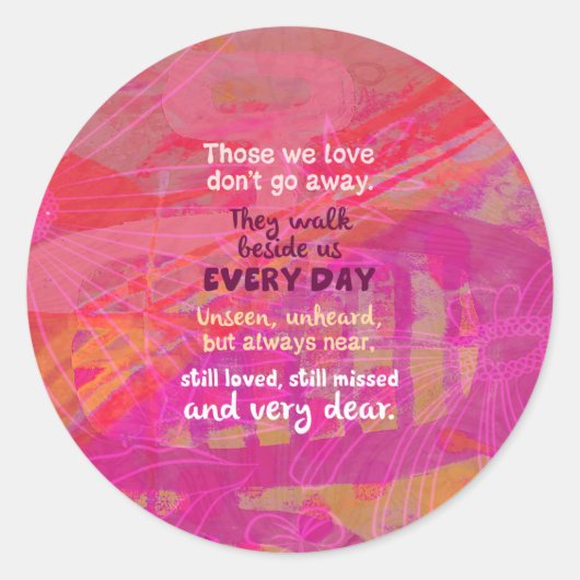 Die we liefhebben gaan niet weg ronde sticker (Voorkant)