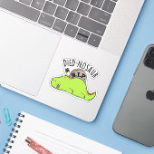 Died-nosaur Grappige Dinosaurus Puns Sticker (Laptop met iPhone)