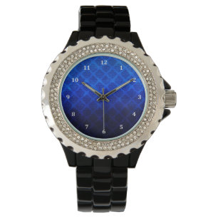 Dieep Royal Blue  Damask Grunge Texture Horloge