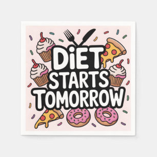Dieet begint morgen omringd door eten servet