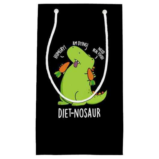 Dieet-nosaur Grappige Dinosaurus Puns Donker BG Klein Cadeauzakje (Voorkant)