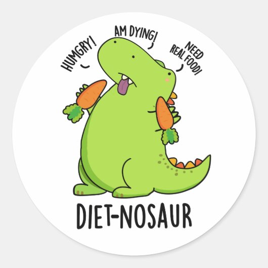 Dieet-nosaur Grappige Dinosaurus Puns Ronde Sticker (Voorkant)