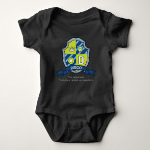 Diego boys D name & betekenend messghts shield Romper