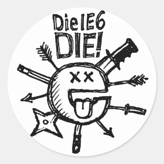 DieIE6DIE Schetsnotitie Sticker (Voorkant)