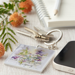 Dien de Heer met blijdschap bloem Sleutelhanger