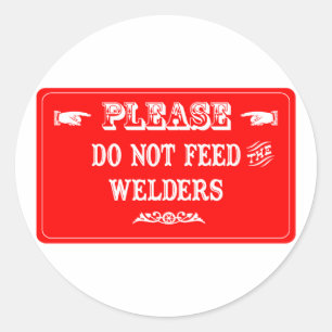 Dien de lassers niet aan ronde sticker