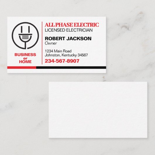 dienst Elektriciens Visitekaartje (Voorkant / Achterkant)