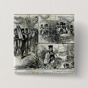 Dienst van de Joodse Synagogue Vierkante Button 5,1 Cm