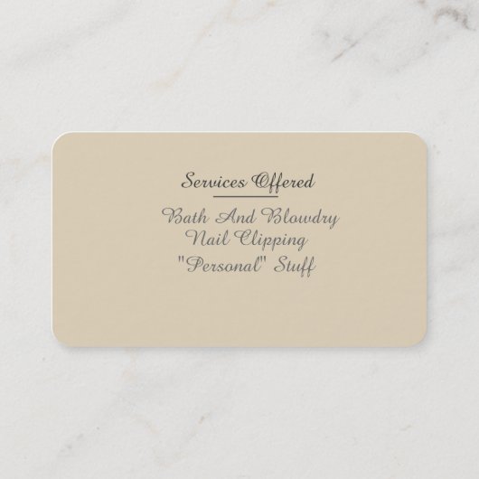 Diensten in verband met hondenfokkerij en dierenve visitekaartje (Achterkant)