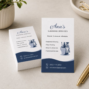Diensten voor het schoonmaken van huizen Navy Blue Visitekaartje