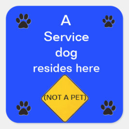 Dienstenhond woont hier blauwe sticker